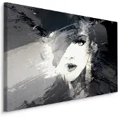 Karo-art Schilderij - Vrouw, Abstract in zwart en wit, Premium Print