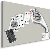 Karo-art Schilderij - Hand met speelkaarten, premium print