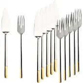 Villeroy & Boch Fischbesteck Ella teilvergoldet Set van 6