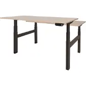 Schaffenburg Dextro Plus Duo Zit-sta-bureau Rechthoekig Eiken H-Frame 1.400 (B) x 800 (D) x 645 (H) mm Melamine