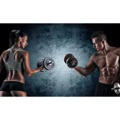 Karo-art 405cm X 270cm - Fotobehang - Sportschool energie, premium print, inclusief behanglijm