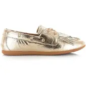 DWRS Label latty fringes crackled champagne mocassins dames