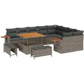 vidaXL Tuinbankenset 12 st Grijs poly rattan