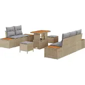 vidaXL Tuinbank Set 8 st 7-Aantal zitplaatsen Beige en Lichtgrijs