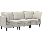 vidaXL Woonkamer Meubelset 3 st Crèmekleurig Fluweel