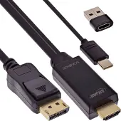 InLine HDMI - DisplayPort kabel | USB-C/USB-A voeding | 4K 60Hz | 2 meter