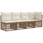 vidaXL 4-Zits Sofa met Linkerarm 4 st 4-Aantal zitplaatsen Beige