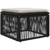 vidaXL voetensteun Zwart poly rattan