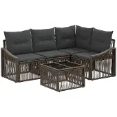 vidaXL Tuinbank Set 5 st Grijs poly rattan