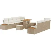 vidaXL Tuinbank Set 11 st 10-Aantal zitplaatsen Beige en Crème
