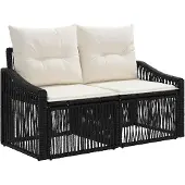 vidaXL Tuinbank Set 10 pcs Zwart poly rattan