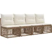 vidaXL 4-zits bank 4 st 4-Aantal zitplaatsen Beige poly rattan