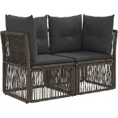 vidaXL Tuinbank Set 7 st Grijs poly rattan