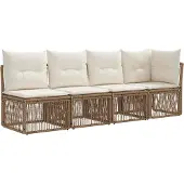 vidaXL Tuinbank Set 12 st Beige en Crème Wit poly rattan