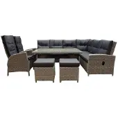 AVH-Collectie San Marino hoek dining loungeset verstelbaar 7-delig grijs rechts