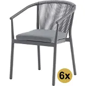 AVH-Collectie Set van 6 Apollo dining tuinstoel rope stapelbaar