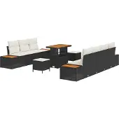 vidaXL Tuinbank Set 10 st 9-Aantal zitplaatsen Zwart en Crème