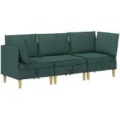 vidaXL Modulaire bankset met opslag 3 st Donkergroen Stof