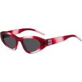 HUGO BOSS Rode zonnebril met tweedelige logo’s op de pootjes