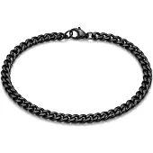 LGT JWLS Stalen heren armband Gourmet schakel Zwart 3mm-21cm