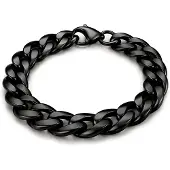 LGT JWLS Stalen heren armband Gourmet schakel Zwart 11mm-21cm