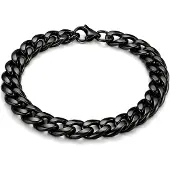 LGT JWLS Stalen heren armband Gourmet schakel Zwart 7mm-23cm