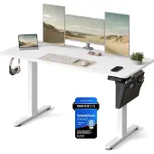 Songmics Elektrisch in Hoogte Verstelbaar Bureau - Stijlvol, Stil & Ergonomisch, mat wit / 60T x 140B x (72-120)H cm