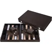 Longfield Backgammon 15 inch - Olijfgroen & Crème Ingelegd Bord - Luxe Lederen Koffer - Inclusief Stenen, Dobbelstenen & Werpbeker - Engelhart