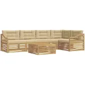 vidaXL Buiten bank set 6 st Wit en Beige Polyester