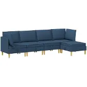 vidaXL Modulaire bankset met opslag 5 st Blauw Stof