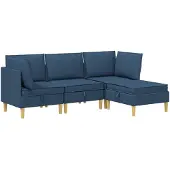 vidaXL Modulaire bankset met opslag 4 st Blauw Stof