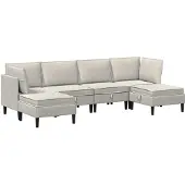 vidaXL Woonkamer Meubelset 6 st Crèmekleurig Fluweel
