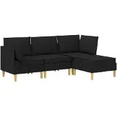 vidaXL Modulaire bankset met opslag 4 st Zwart Stof