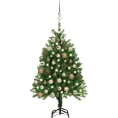 vidaXL Kunstkerstboom met verlichting en kerstballen 120 cm groen