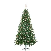 vidaXL Kunstkerstboom met verlichting en kerstballen 150 cm groen