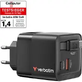 Verbatim GaN Serie - Wandlader - 65W - 2x USB-C - 1x USB-A