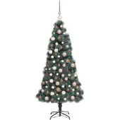 vidaXL Kunstmatige Verlichte Kerstboom met Bal Set Groen 150 cm PET