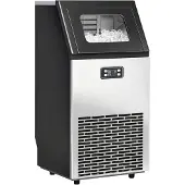 HOMCOM Commerciële ijsmachine-Roestvrij staal, ABS-kunststof-39L x 37B x 80H cm-Zilver