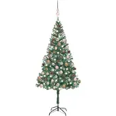 vidaXL Kunstkerstboom met verlichting kerstballen dennenappels 180 cm