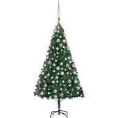 vidaXL Kunstkerstboom met verlichting en kerstballen 150 cm PVC groen