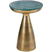 Invicta Handgemaakte bijzettafel ELEMENTS 60cm goudgroen marmer rond - 42717