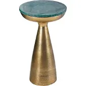 Invicta Handgemaakte bijzettafel ELEMENTS 55cm goudgroen marmer rond - 42731
