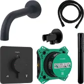 Hansgrohe Badkraanset ecostat vierkant met handdouche zwart