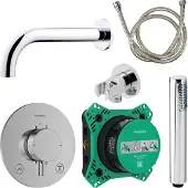 Hansgrohe Badkraanset Ecostat Rond met Handdouche Chroom