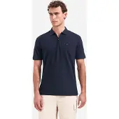 No-excess Polo short sleeve zip garment dyed night