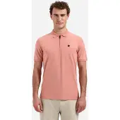 No-excess Polo short sleeve zip garment dyed coral