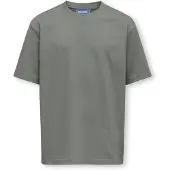 Only & Sons JUNIOR T-shirt donkergrijs Jongens Katoen Ronde hals Effen - maat 134/140