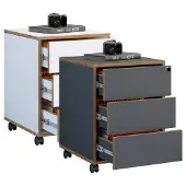 VCM Verrijdbare lade bijzetcontainer kantooronderbouw wielen verrijdbaar Salia 3 lade diepte 45 cm