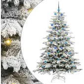 vidaXL Kunstmatige Hinged Kerstboom Wit 210 cm PE en PVC