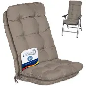 Beautissu Flair HL Stoelkussen Set 2x Hoge Rugleuning 120x50x8 cm Taupe – Tuinstoelkussen